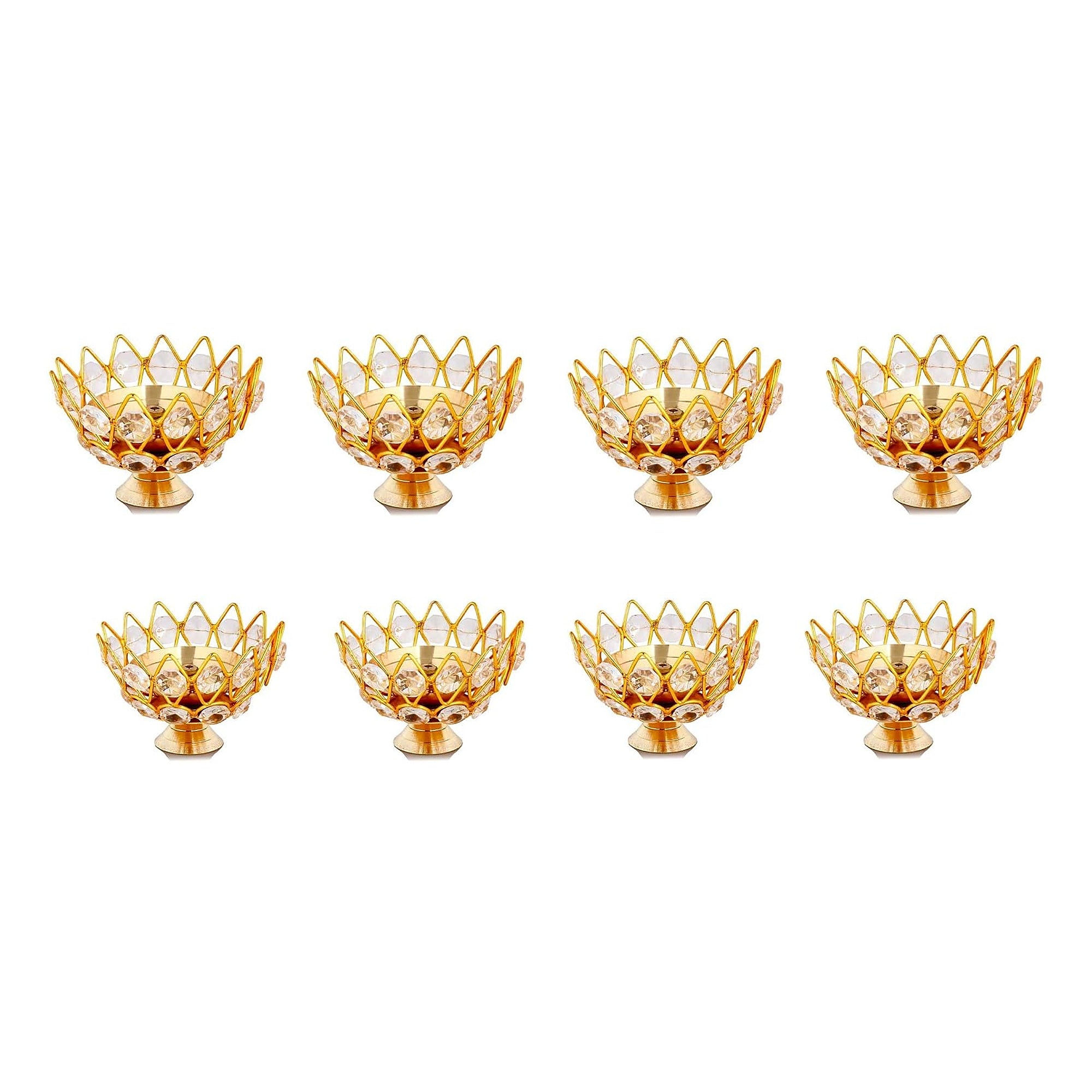 GoldPetal Crystal Diya — 10 Piece Set