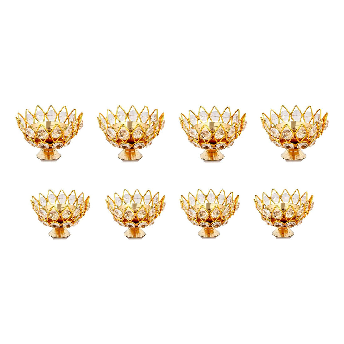 GoldPetal Crystal Diya — 10 Piece Set